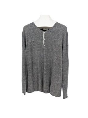 Billy Reid Henley Long Sleeve Shirt Lightweight Knit Minimalist Quiet Luxury XXL